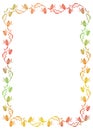 Floral gradient frame with butterfly. Royalty Free Stock Photo