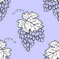 Floral grape seamless pattern. Vector hand draw cartoon style