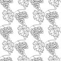 Floral grape seamless pattern. Vector hand draw cartoon style