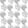 Floral grape seamless pattern. Vector hand draw cartoon style Royalty Free Stock Photo