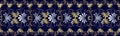 Floral grecian seamless border pattern. Blue vector geometric ba