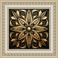 Floral greek 3d seamless pattern with square frame, border. Gold flowers. Vintage floral vector background. Borders. Repeat Royalty Free Stock Photo