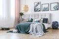 Floral green bedroom Royalty Free Stock Photo