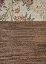 Floral green fabric on old wood background Royalty Free Stock Photo