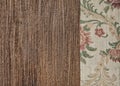 Floral green fabric on old wood background Royalty Free Stock Photo
