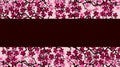 Floral greeting banner with beautiful pink blossom flowers branch Sakura. Burguny colors Background with copy space text on Cherry Royalty Free Stock Photo