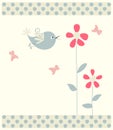 Floral greeting card with bird Royalty Free Stock Photo