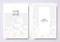 Floral greeting/invitation card template design, hand drawn Orange Jessamine with leaves, minimalist pastel style