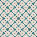 Floral grid seamless pattern. Abstract vector geometric teal and beige ornament Royalty Free Stock Photo