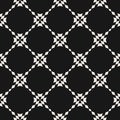 Floral grid seamless pattern. Simple vector black and white geometric ornament Royalty Free Stock Photo