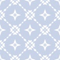 Floral grid seamless pattern. Simple vector light blue geometric ornament Royalty Free Stock Photo