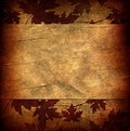 Floral grunge frame with autumn foliage on old parchment .old pa Royalty Free Stock Photo