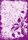 Floral grunge vector background in violet tones for your design