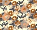 Floral hand drawn seamless pattern of flowers earth tones.