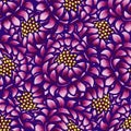 Floral hand drawn vintage seamless pattern with flowers. Fabulous purple flowers.