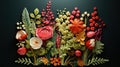 Floral Handmade craft with embroidered volumetric flowers and leaves plants