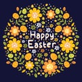 Floral happy easter with navy background