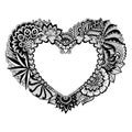 Abstract heart for coloring book, engraving, print on stuffs, decorations