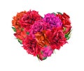 Floral heart with red rose flowers. Watercolor for Valentine day Royalty Free Stock Photo