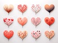 Floral hearts collection, hand drawn hearts for cards and invitations.