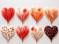 Floral hearts collection, hand drawn hearts for cards and invitations.