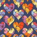 Floral hearts seamless pattern