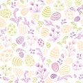 Floral holiday pattern. Easter egg seamless background. Royalty Free Stock Photo