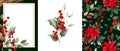 Floral, holly, winter berries in Christmas bouquet. Modern universal artistic templates. Corporate Holiday cards and