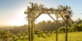 Floral Huppah with view of mountain and sky Royalty Free Stock Photo