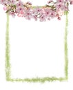 Pink Floral Wreath Decorating Green Splatter Frame.