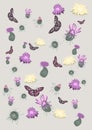 Thistles and Butterflies Pattern Illustration