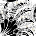 Floral jewelry seamless pattern. Vector ornamental black white background. Repeat decorative backdrop. Beautiful hand drawn Royalty Free Stock Photo