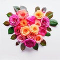 Floral Kaleidoscope: A Heart\'s Beauty in Leaves and Blossoms, Generative AI Royalty Free Stock Photo