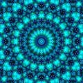 Floral kaleidoscopic pattern. Geometric ornament . Mandala . Abstract background in blue and green tones