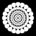 Floral kaleidoscopic pattern. Monochrome geometric ornament . Mandala . Abstract black and white background