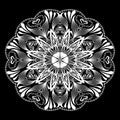 Floral lace mandala pattern. Vector black and white round line a Royalty Free Stock Photo