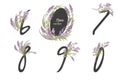 Floral lavender collection numbers in vintage color.