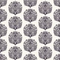 Floral leaf paisley motif persian style. Vector seamless pattern. Arabesque boteh foulard textiles swatch. Classic damask home