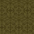 Floral leaf paisley motif running stitch style. Victorian needlework seamless vector pattern. Hand stitched boteh foulard textiles