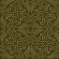 Floral leaf paisley motif running stitch style. Victorian needlework seamless vector pattern. Hand stitched boteh foulard textiles