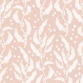 Floral leafy seamless pattern olive branch. Hand drawn illustration in simple scandinavian style. Minimalism in a limited pastel Royalty Free Stock Photo