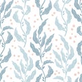 Floral leafy seamless pattern olive branch. Hand drawn illustration in simple scandinavian style. Minimalism in a limited pastel Royalty Free Stock Photo