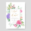 Beautiful watercolor wedding card template