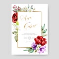 Beautiful watercolor wedding card template