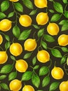 Floral lemons leaves volumetric pastel tones