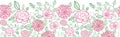 Floral line art horizontal seamless pattern Royalty Free Stock Photo