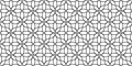 Floral linear monochrome seamless pattern in oriental style, delicate ornament, black and white texture