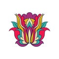 Floral linear pattern. Colorful indian ornament. Abstract arabesque. Oriental decorative element. Vector design Royalty Free Stock Photo