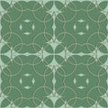 Floral lines seamless pattern. Green ornamental vector background. Repeat backdrop. Line art ornament with flowers, circles, Royalty Free Stock Photo