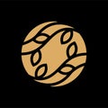 Floral logo design, natural leaf logo icon, abstract plant vine logo template
